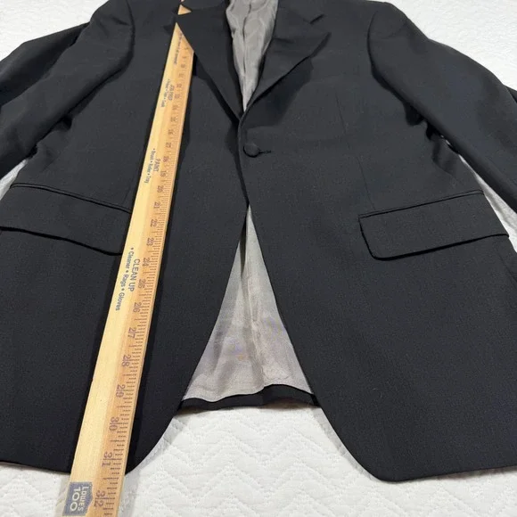 Vtg MONSIEUR GIVENCHY Black Wool‎ Blazer Jacket Men 38R USA Union Made 1 Button